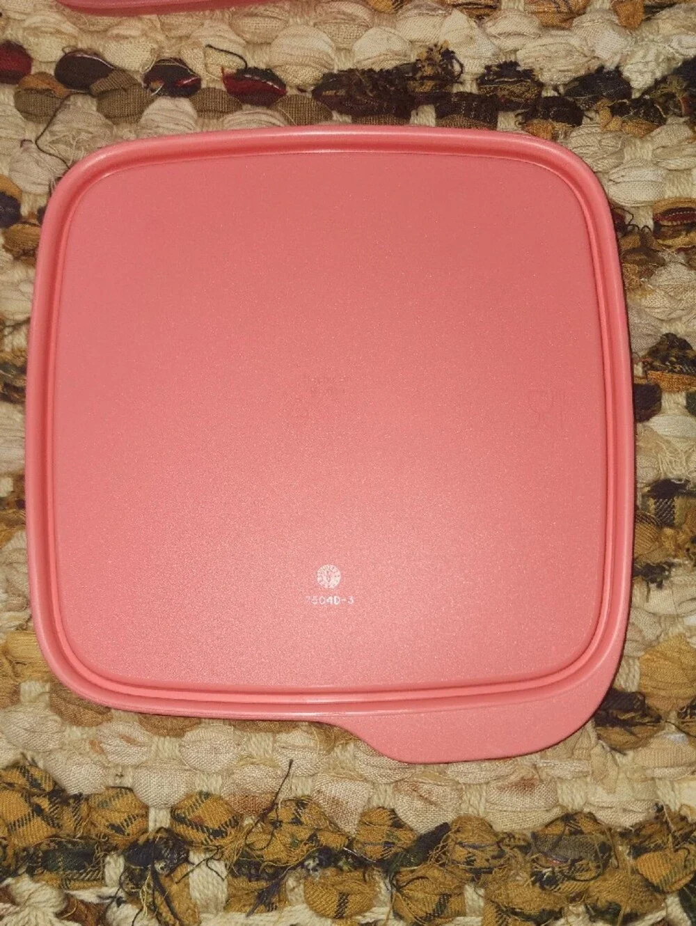 Tupperware 3 Section Divided Coral Pink Square Food Storage Container